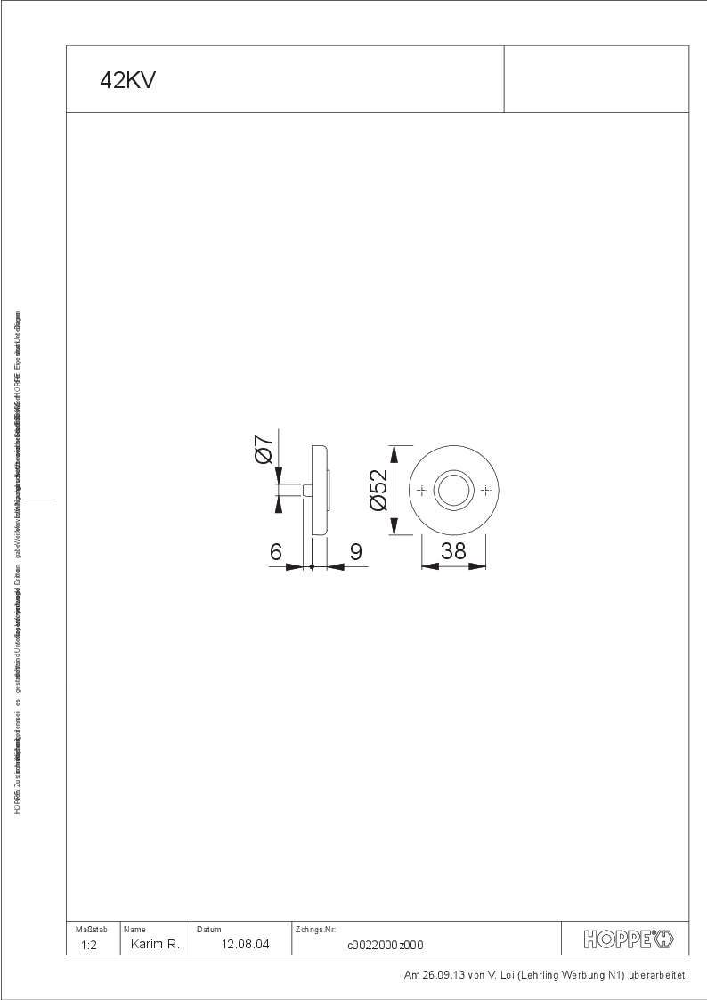 Hoppe/Drückerrosette E42Kv F1/812981
