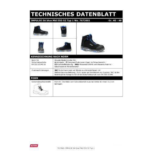 ELTEN IMPULSE EA Sicherheitsstiefel Mid S2 ESD, Schwarz, Gr. 40