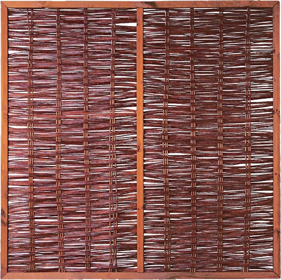 FOGO Weidengeflechtzaun 180 x 180 cm mit Rahmen und Strebe