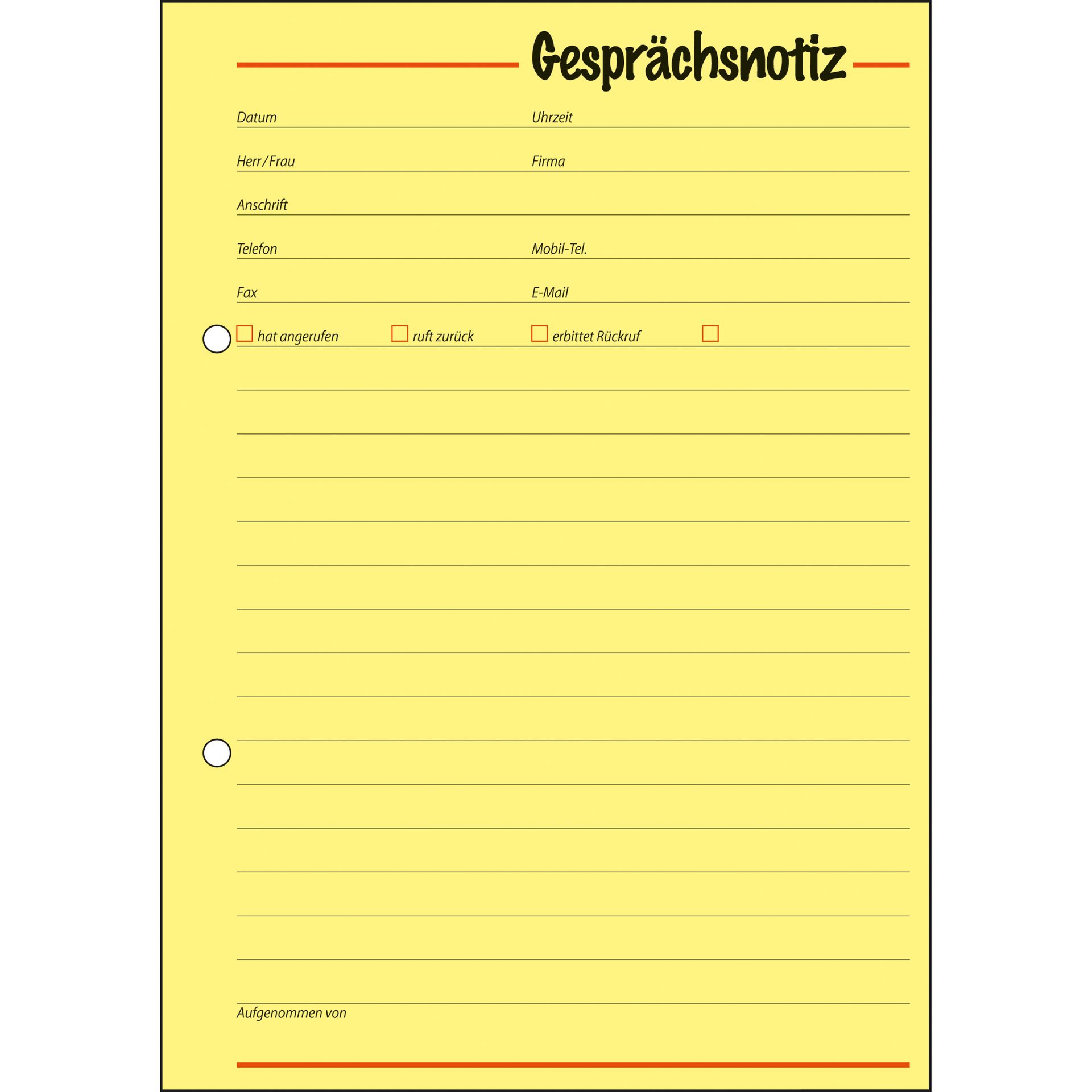 Gesprächsnotiz DIN A5 50Blatt gelb
