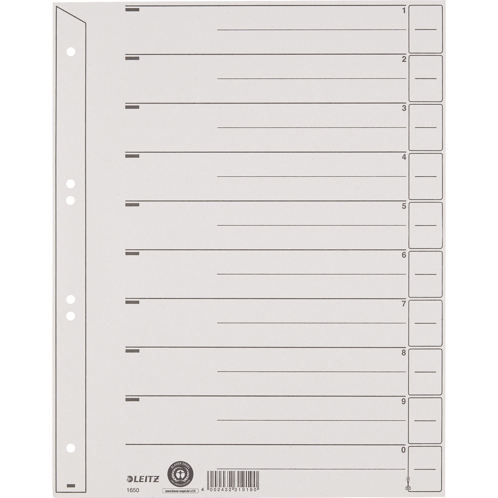 Trennblatt DIN A4 200g Karton grau 100 St./Pack.