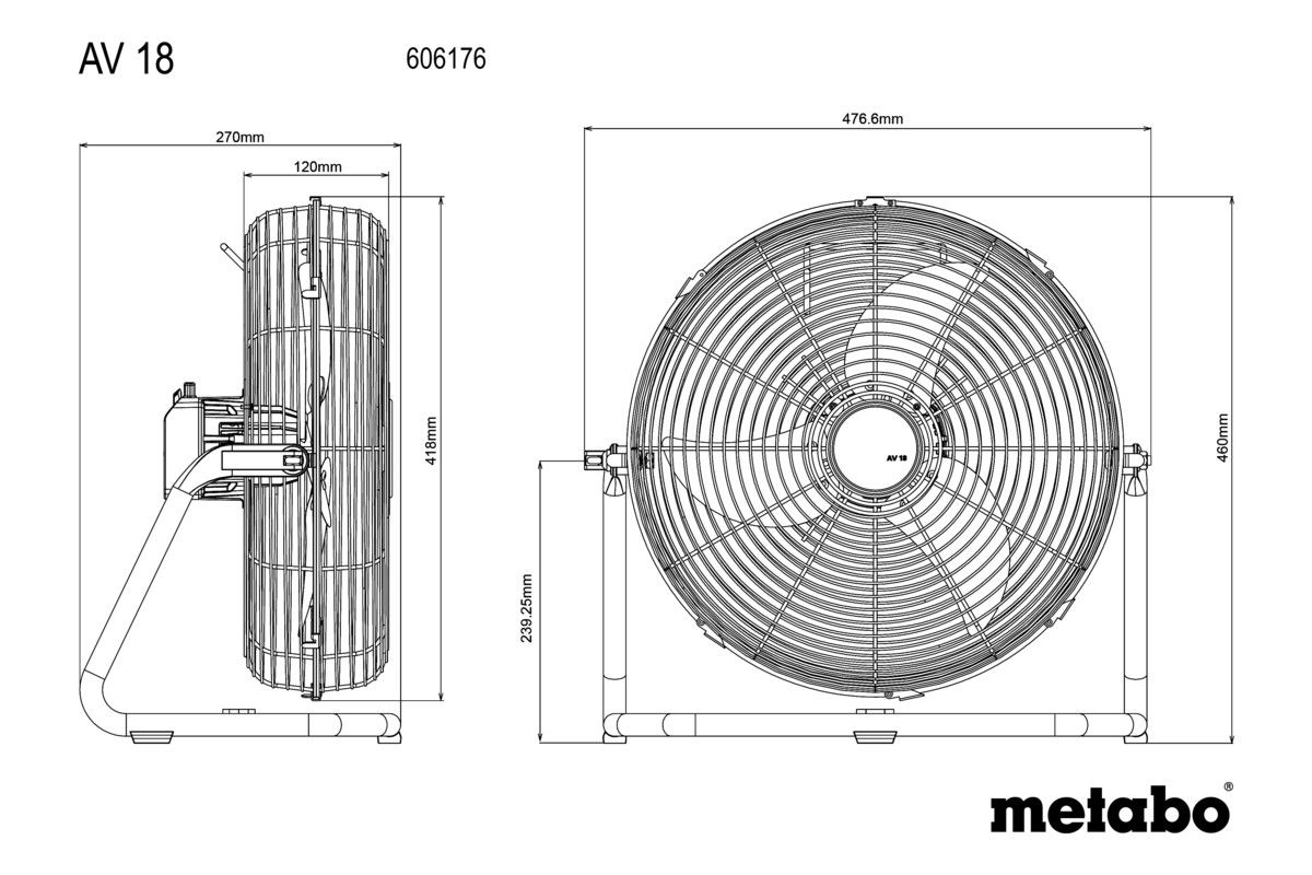 Akku Ventilator solo AV 18 Metbao ohne Akku ohne Ladegerät Karton