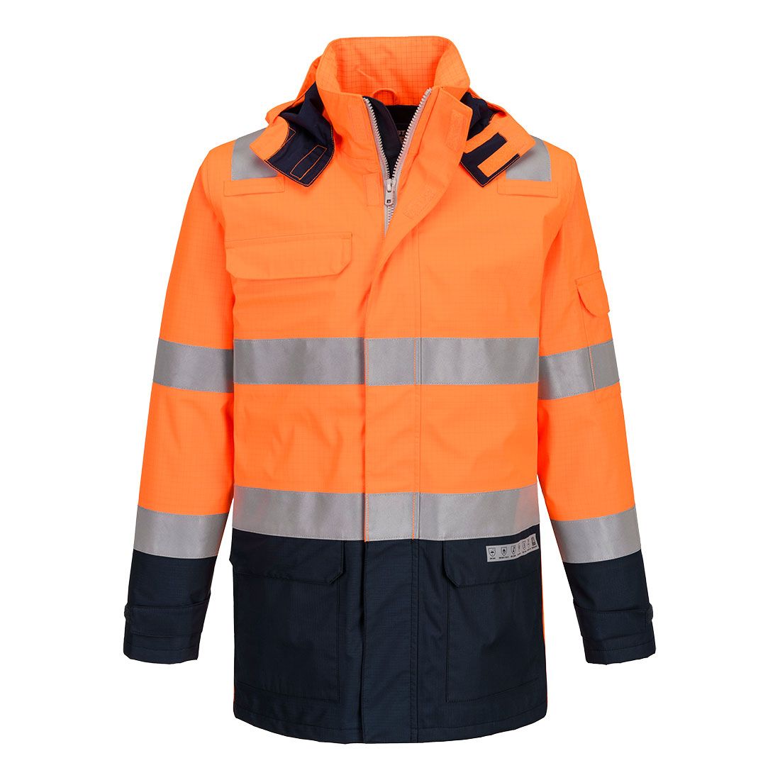Portwest Bizflame Warnschutz-Regenjacke, Orange, Gr. 3XL