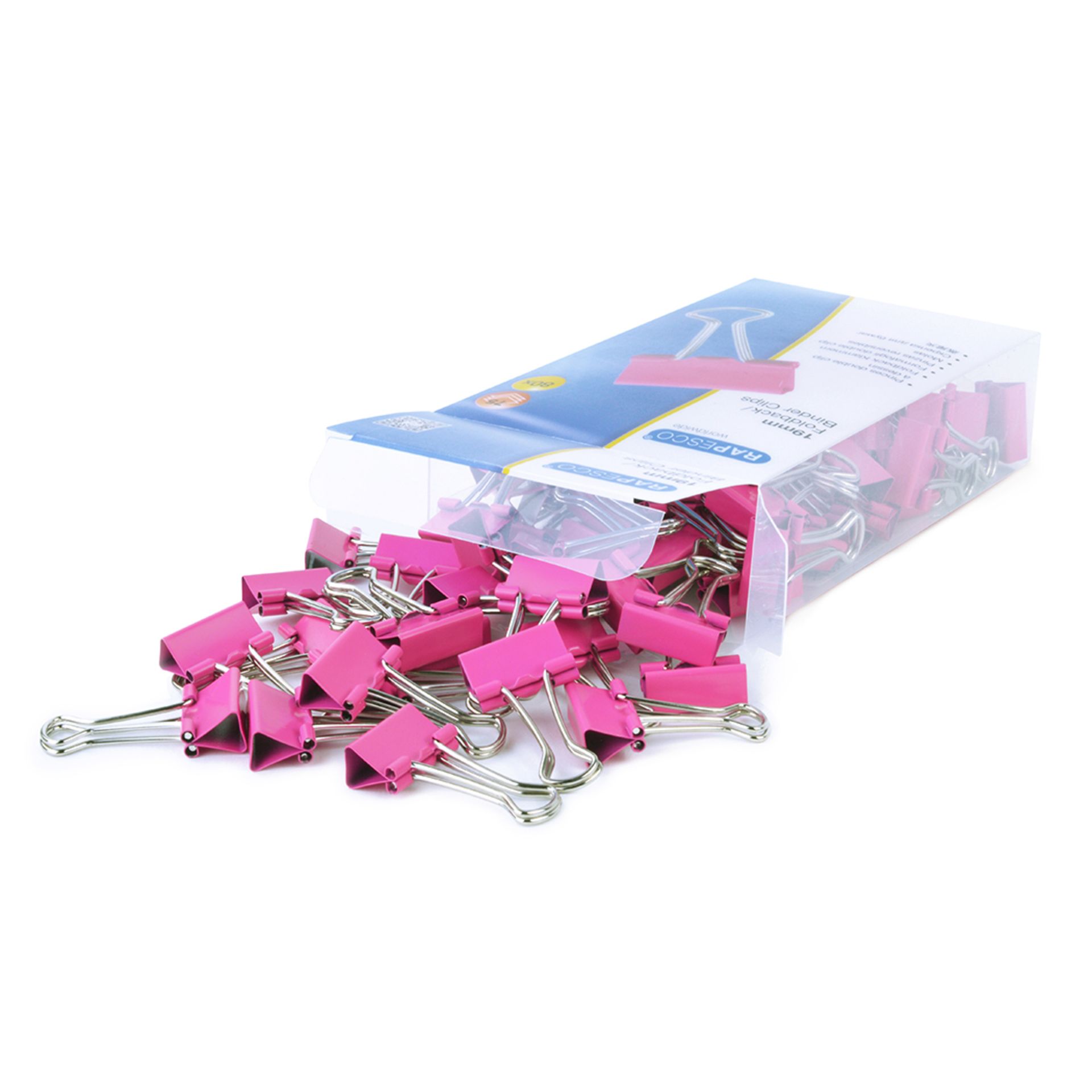 Foldbackklemmer 19mm pink 80St