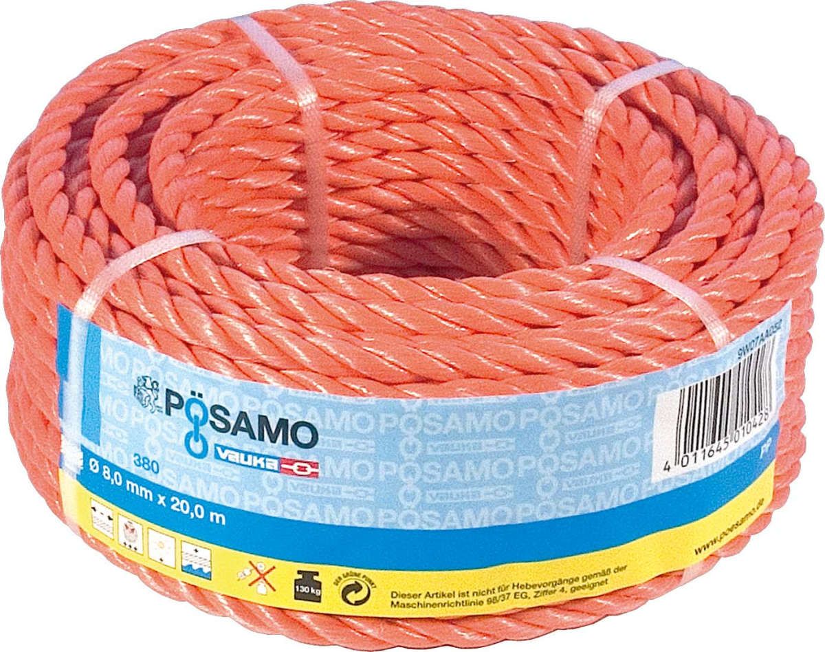 PP-Seil gedr. orange 8,0mmx20m in Ringen PÖSAMO