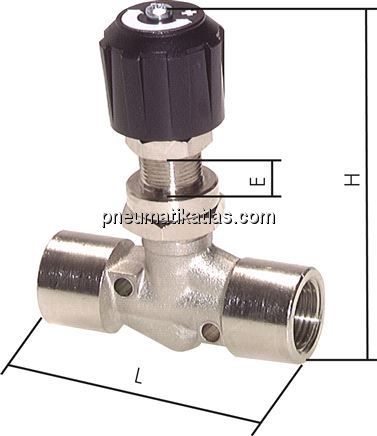 Nadel-Absperrventil, Messing vernickelt, G 1/8", PN 18