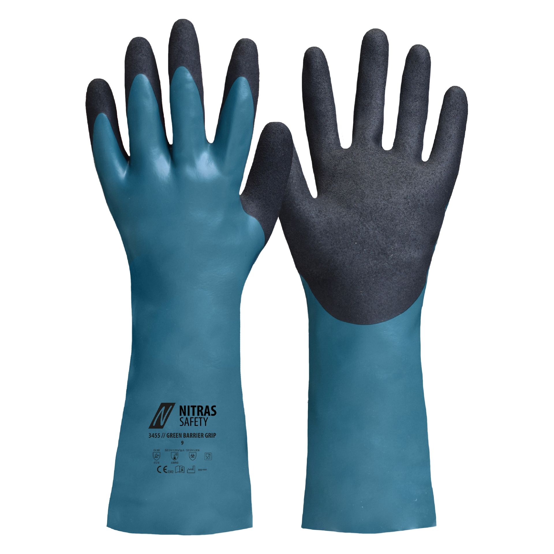 NITRAS GREEN BARRIER GRIP, Chem.-Handschuhe 3455