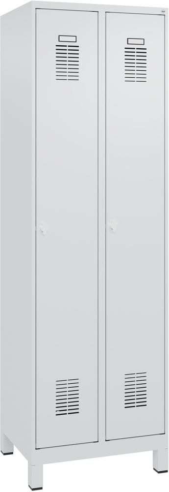 FORMAT Garderobenschrank B600xT500xH1950 mm RAL 7035/7035, 2 Abteile u. Füße (Selbstmontage)