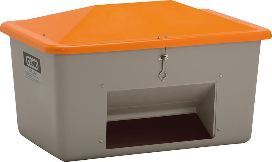 Streugutbehälter 1500 l B1840xT1430xH1040 mm mit Entnahmeöffnung grau/orange CEMO