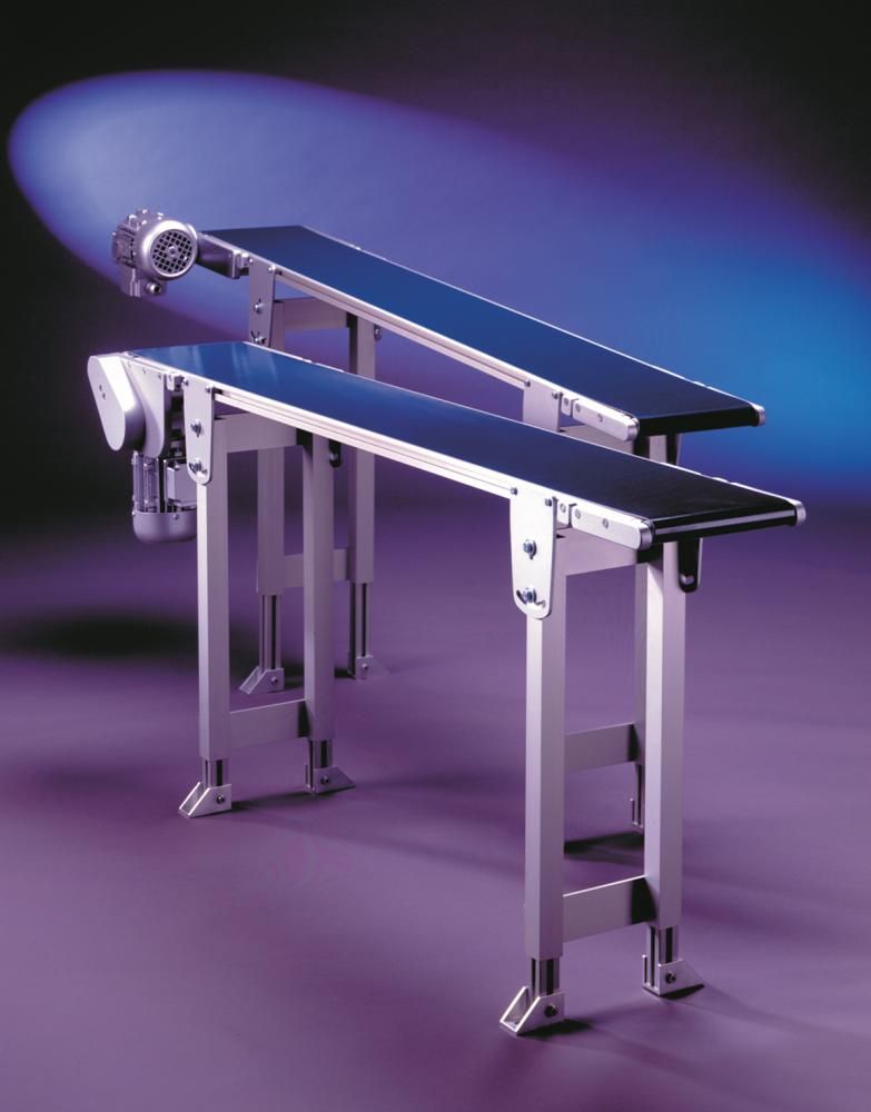 Alu-Flachförderband GAL25petrol Gurtbreite 100 mm Achsabstand 1500 mm max. Bandbelastung 30kg