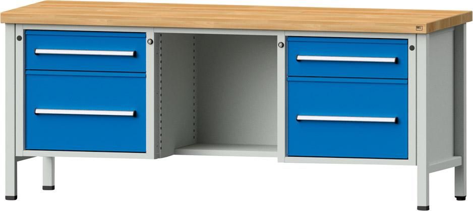 Anke Kastenwerkbank B2000xT700xH840mm RAL7035/5012 BMP: 40 mm 4 Schubladen