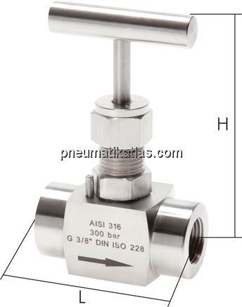 Nadel-Absperrventil, Edelstahl, G 1/8", PN 300 (ECO)