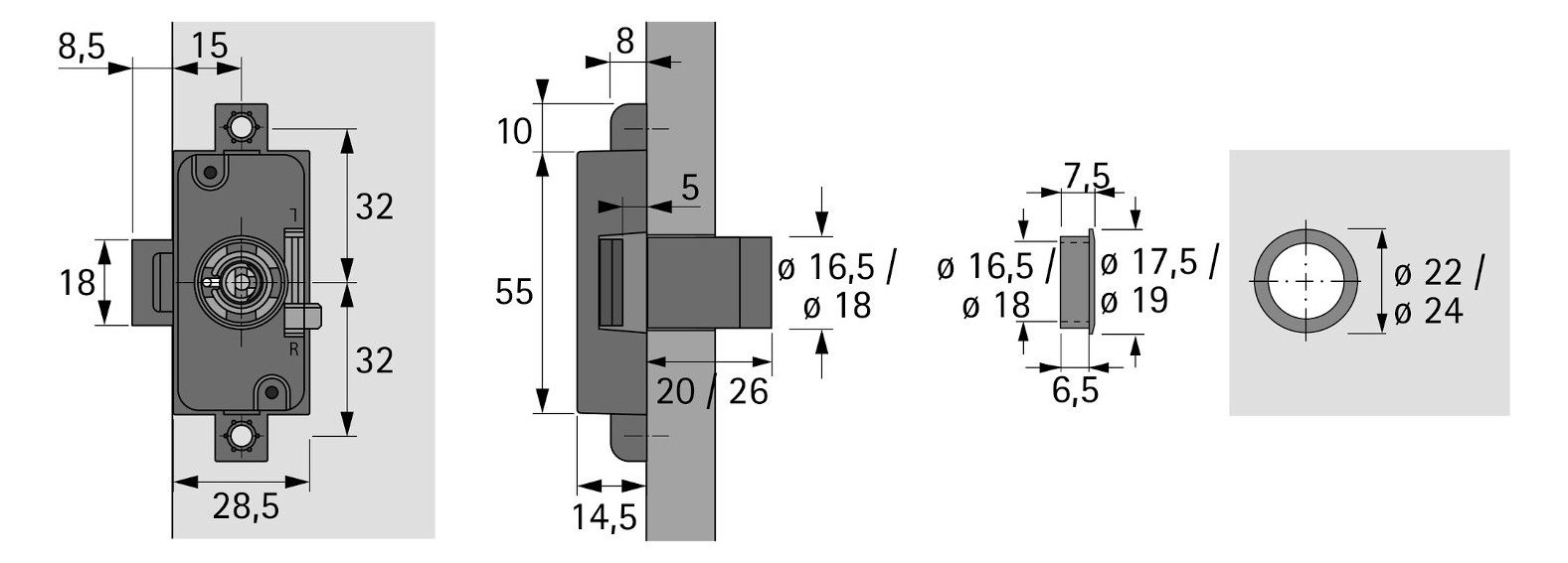 HETTICH Zylinder-Drehstangenschloss 15mm Z23