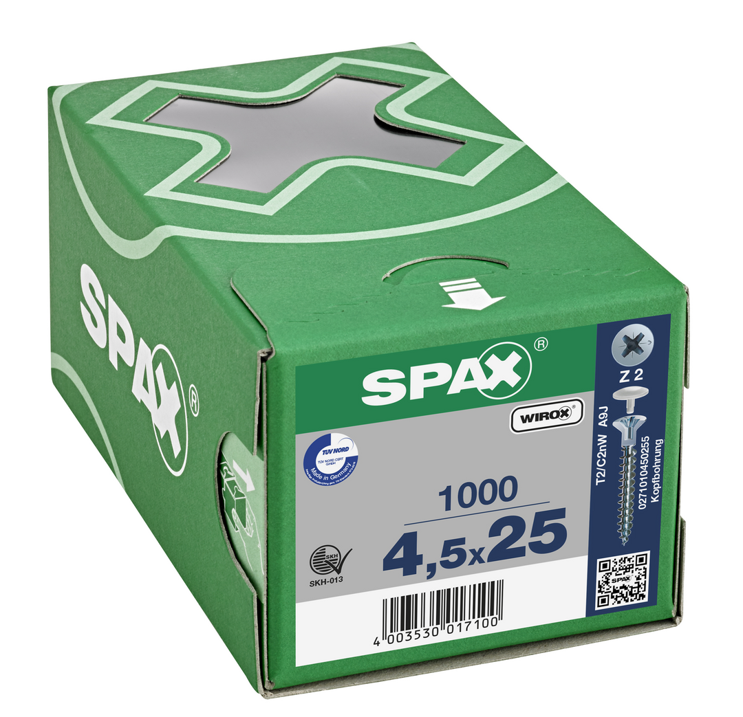 SPAX mit Kopfbohrung Senkkopf Kreuzschlitz Z VG