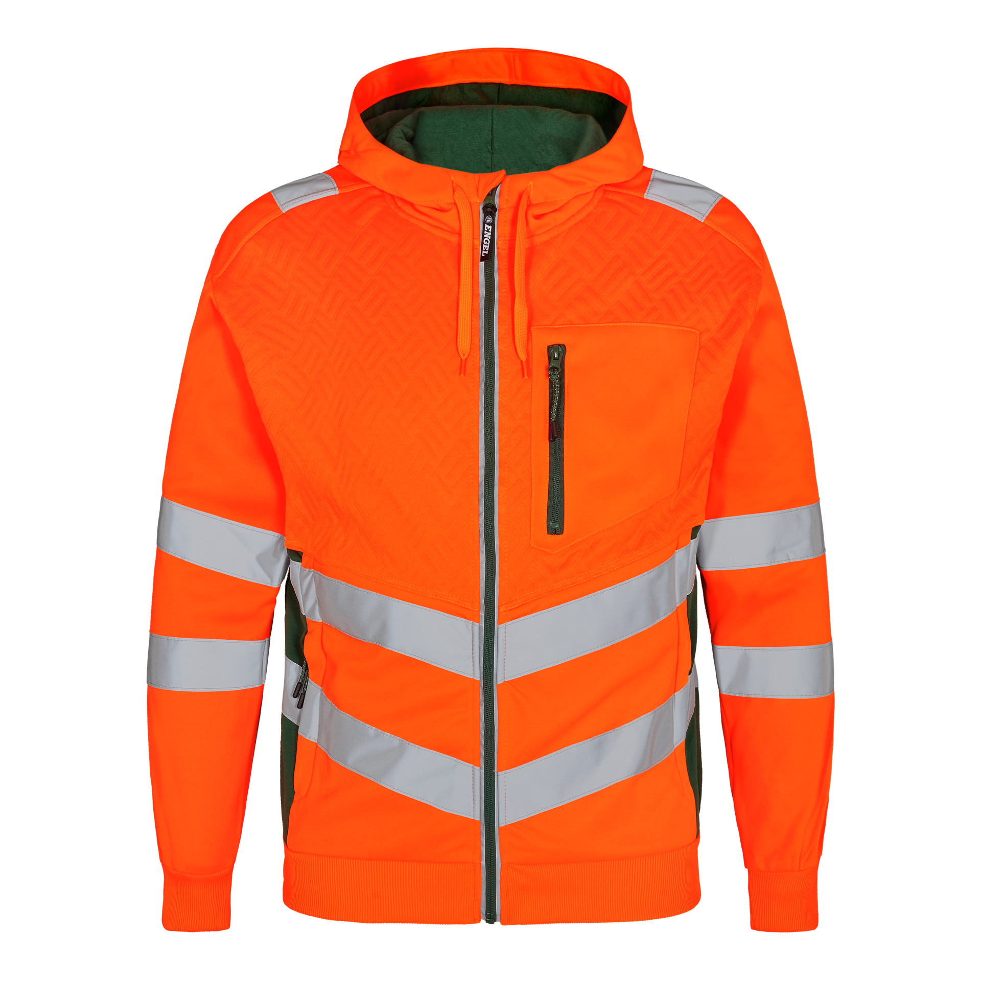 Safety Sweatcardigan Orange/Grün, Gr. L