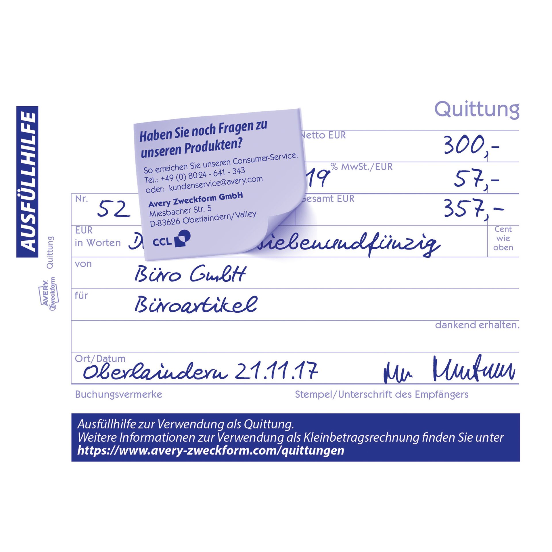 Quittung DIN A6 quer 2x40Blatt