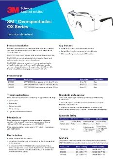 3M OX3000B 3M OX3000 Überbrille Antikratz-/Anti-Fog-Beschichtung transparente Sche