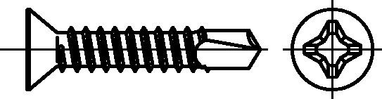 Bohrschrauben mit Senkkopf-O-H DIN 7504 2,9x19 galv. verzinkt