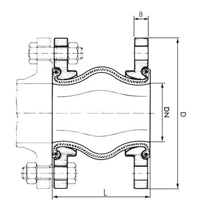 Kompakt-Kompensator, DN40-PN16 (DIN) (max. 10 bar), EPDM
