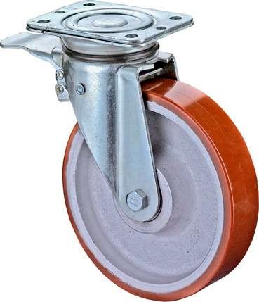 Lenkrolle 125mm N120.C10 Pl.,Polyure Guss,KL,Fest N120.C10.129 BS ROLLEN