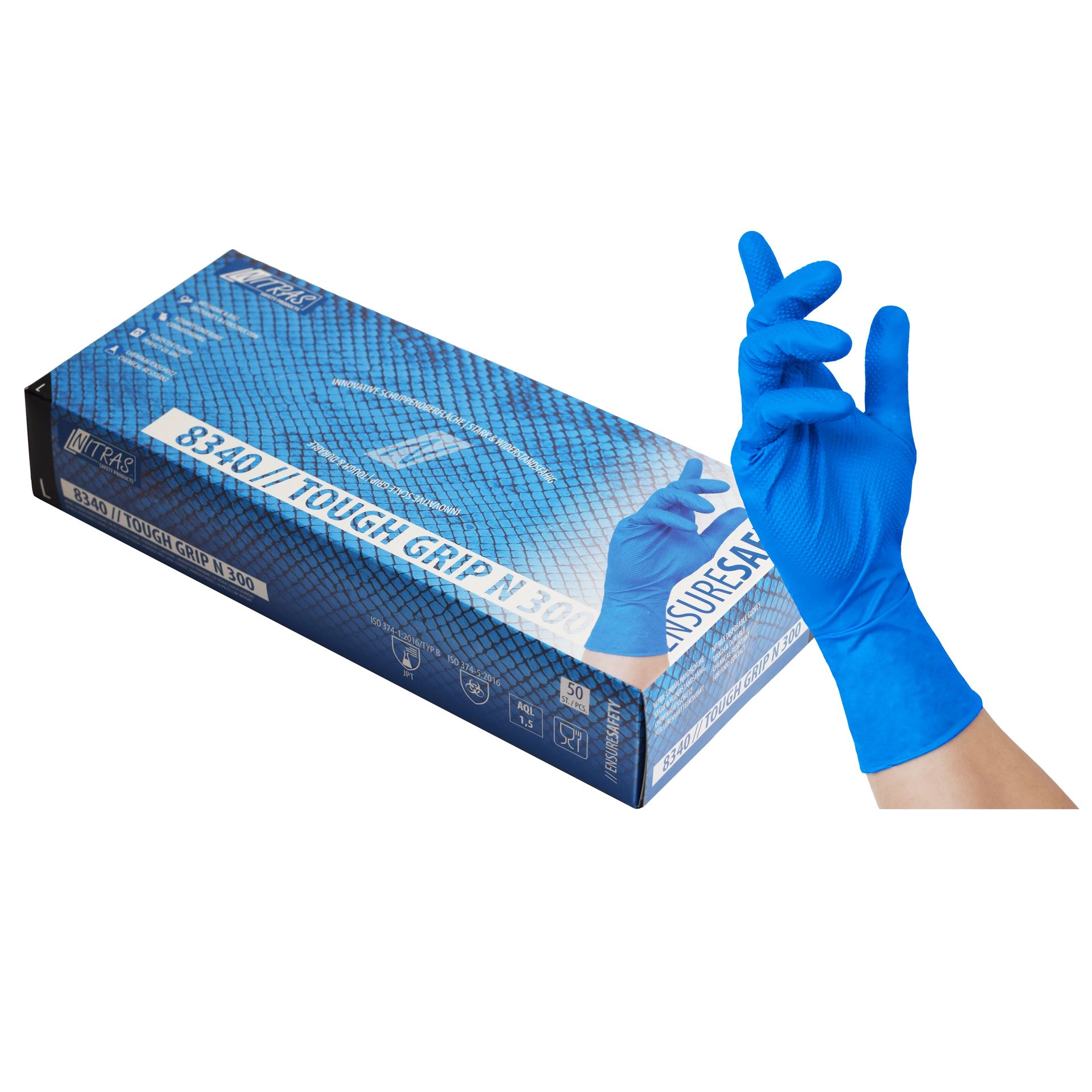 NITRAS TOUGH GRIP N 300, Einmalhandschuhe 8340