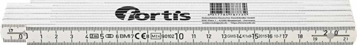 Gliedermaßstab Kunststoff2 mx16 mm weiß FORTIS