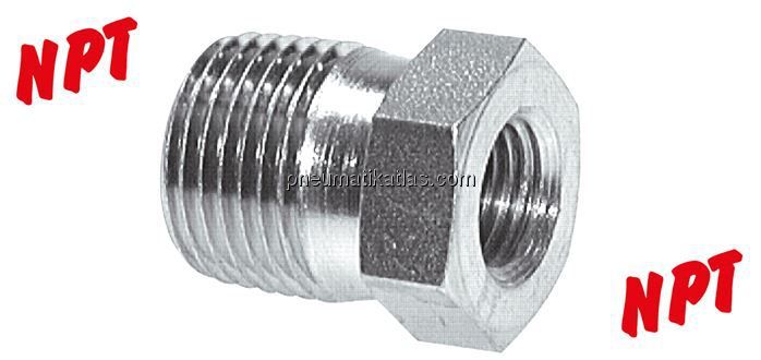 Reduziernippel NPT 1/4"(AG)-NPT 1/8"(IG), Stahl verzinkt