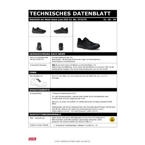 ELTEN MADDOX Air Mesh Berufshalbschuh O1 ESD, Schwarz, Gr. 47