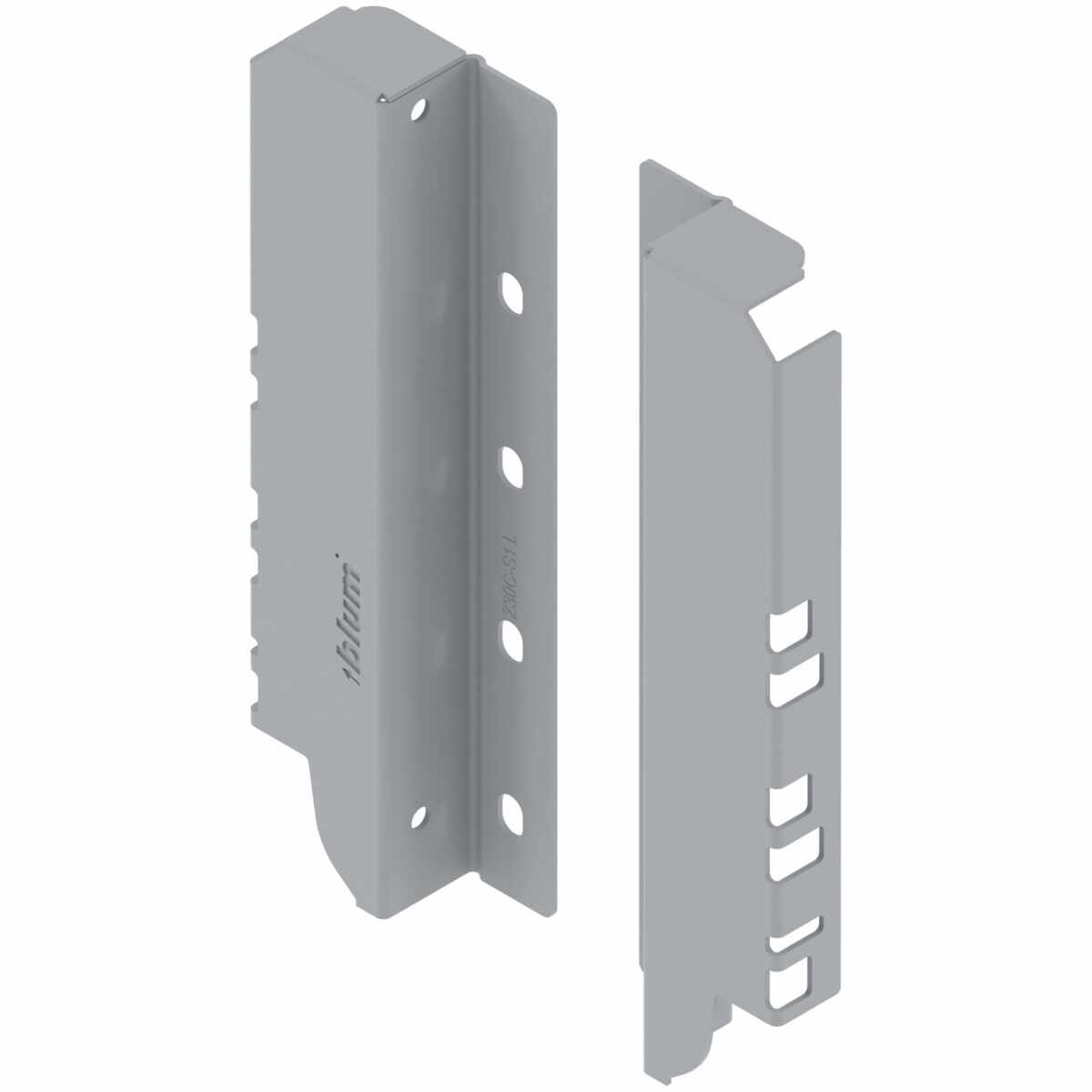 TANDEMBOX Holzrückwandhalter, Höhe C (192 mm), links/rechts, R9006 weißaluminium
