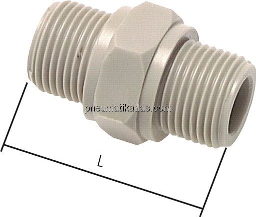 Doppelnippel G 1/8"-G 1/8", Polypropylen