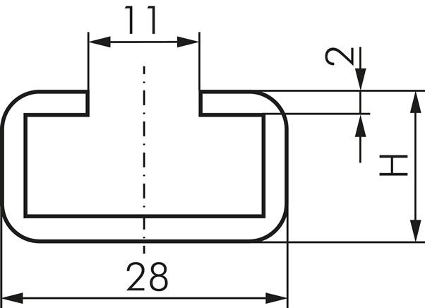 C-Tragschiene, 28x11mm, Stahl blank, 1mtr.