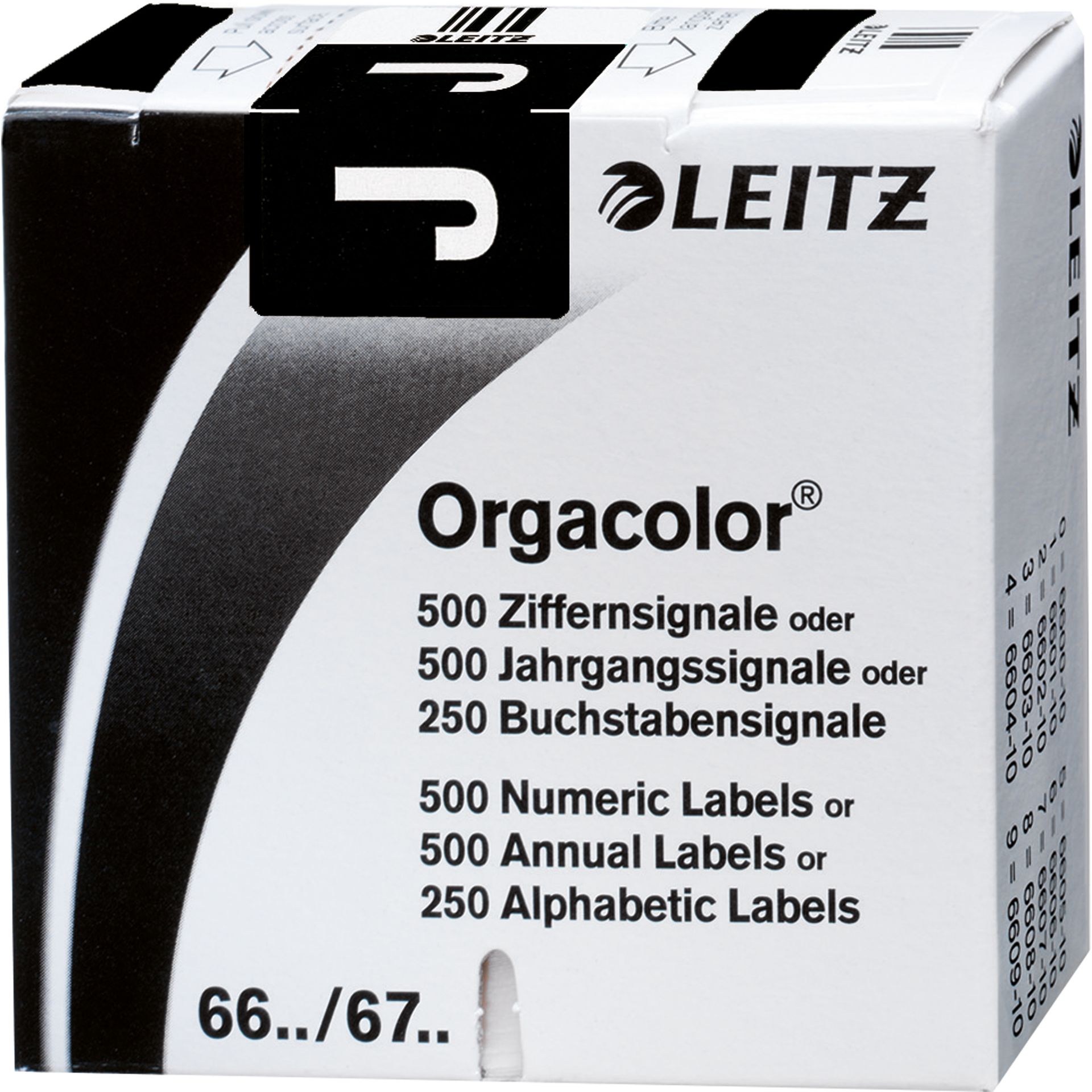 Buchstabensignal Orgacolor J schwarz 250 St./Pack.