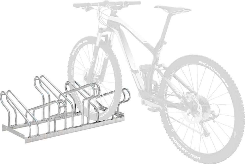 Fahrrad-Bügelparker zweiseitig, verzinkt L 1050 mm, 6 Plätze