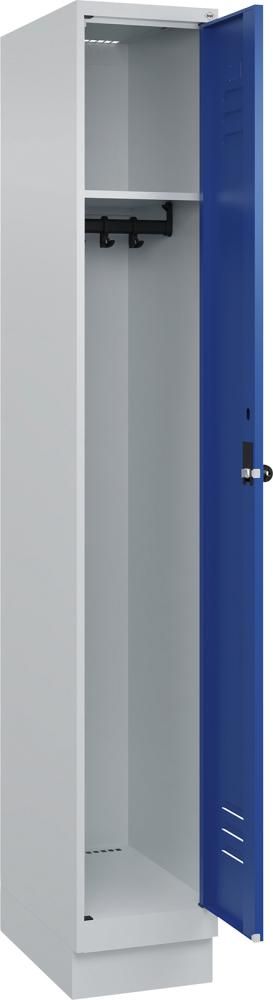 Garderobenschrank CLASSICB300xT500xH1950 mm RAL 7035/5010, 1 Abteil mit 100 mm hohem Sockel