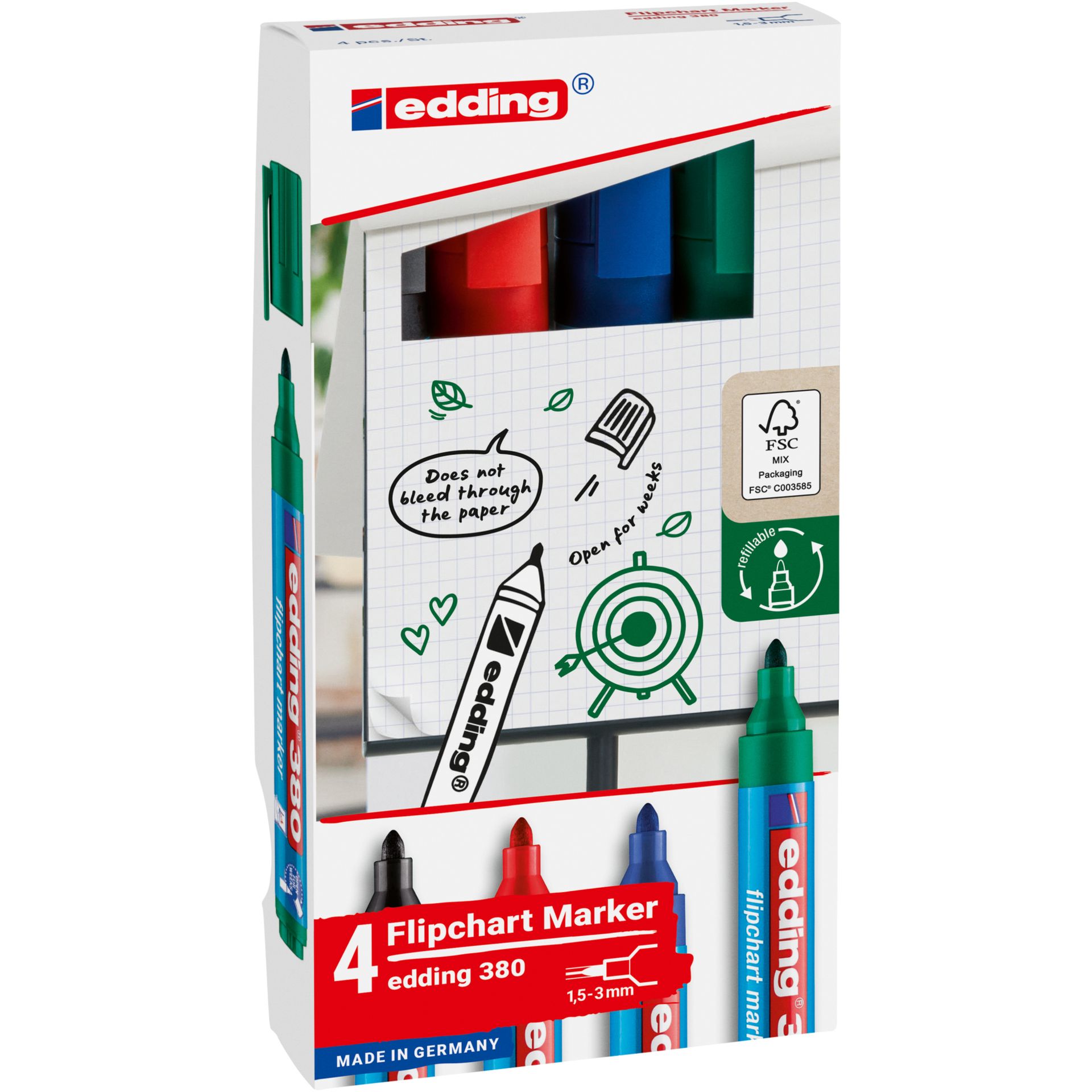 Flipchartmarker 380 1,5-3mm sort 4St