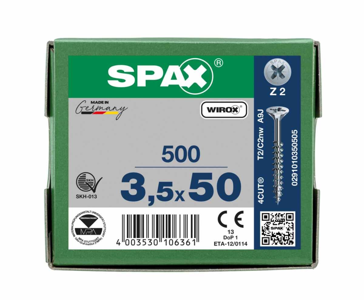 Spax Schrauben Fl/Verz Teilgewinde 3,5x50 VE500