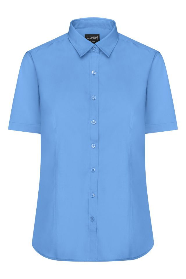 Ladies' Shirt Shortsleeve Poplin Klassisches Shirt aus pflegeleichtem Mischgewebe blau, Gr. XS