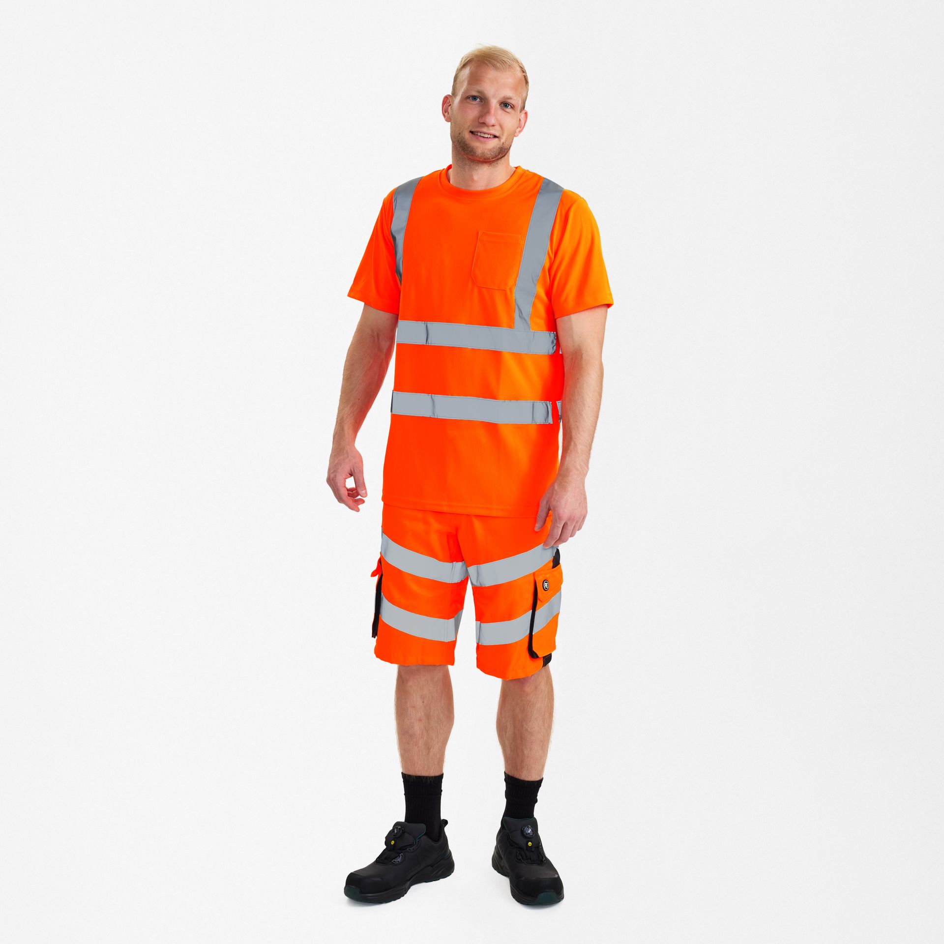 Safety T-Shirt mit Brusttasche Hi-vis Orange, Gr. L