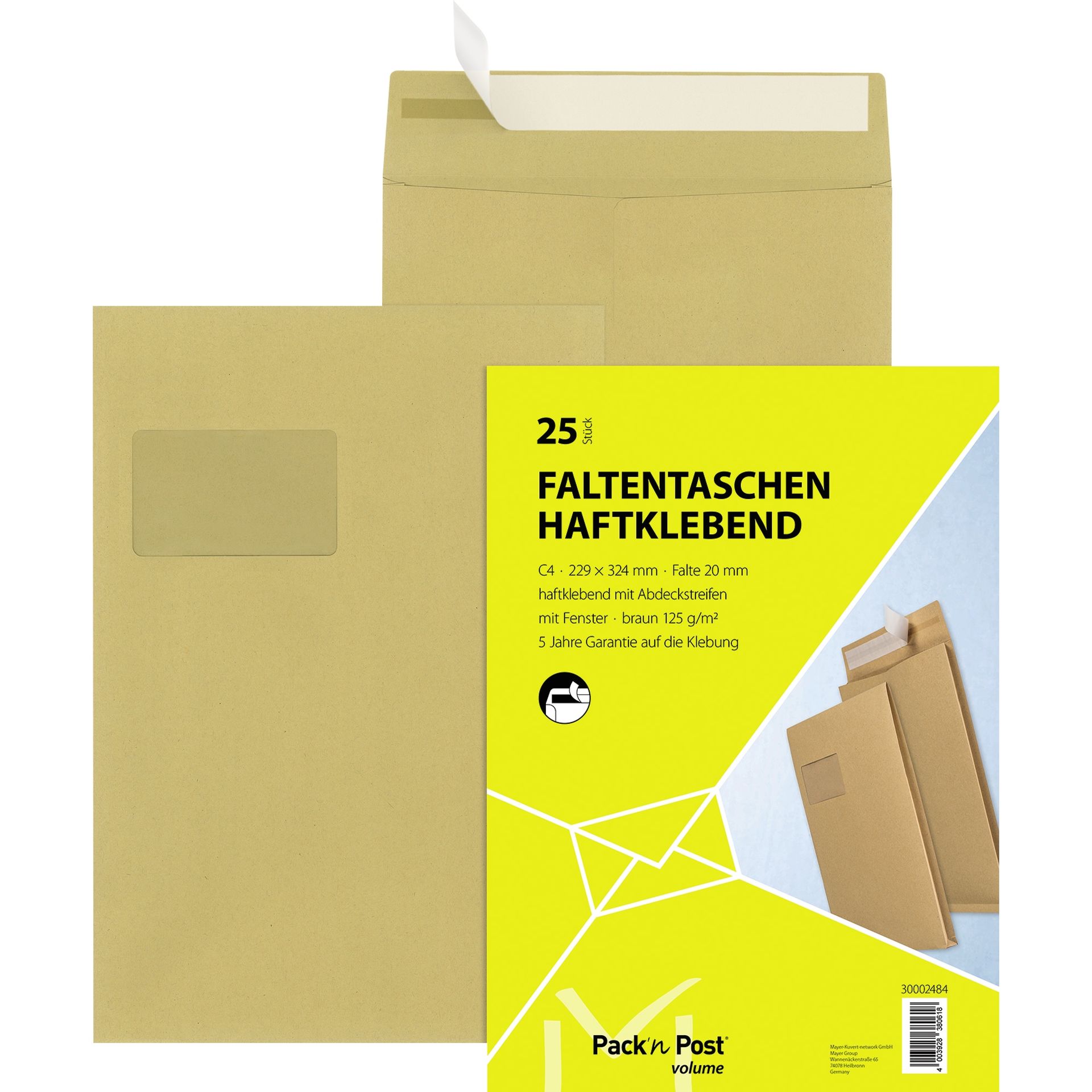 Faltentasche C4 hk mF 20mmFalte br 25 St./Pack.