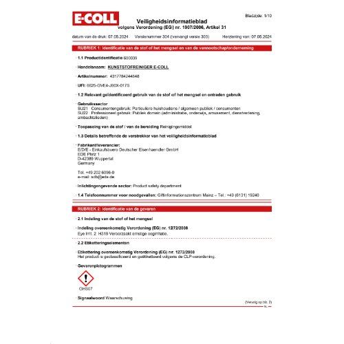 Kunststoffreiniger-Spray 500ml E-COLL