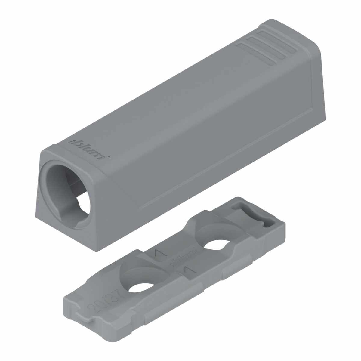 TIP-ON Adapterplatte für Türen, Kurzversion, gerade, Schrauben, R7036 platingrau