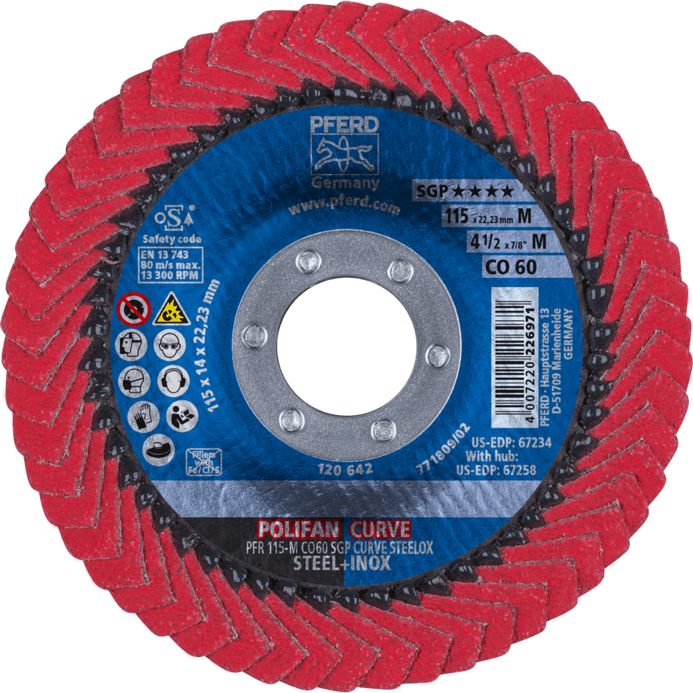PFERD POLIFAN-Fächerscheiben PFR 115-M CO 60 SGP CURVE STEELOX