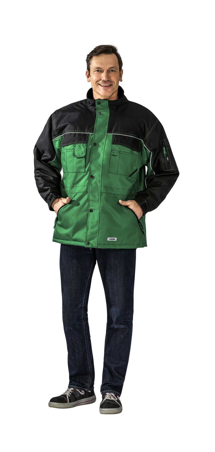 Planam Dust Parka Outdoor farngrün/schwarz Gr. S