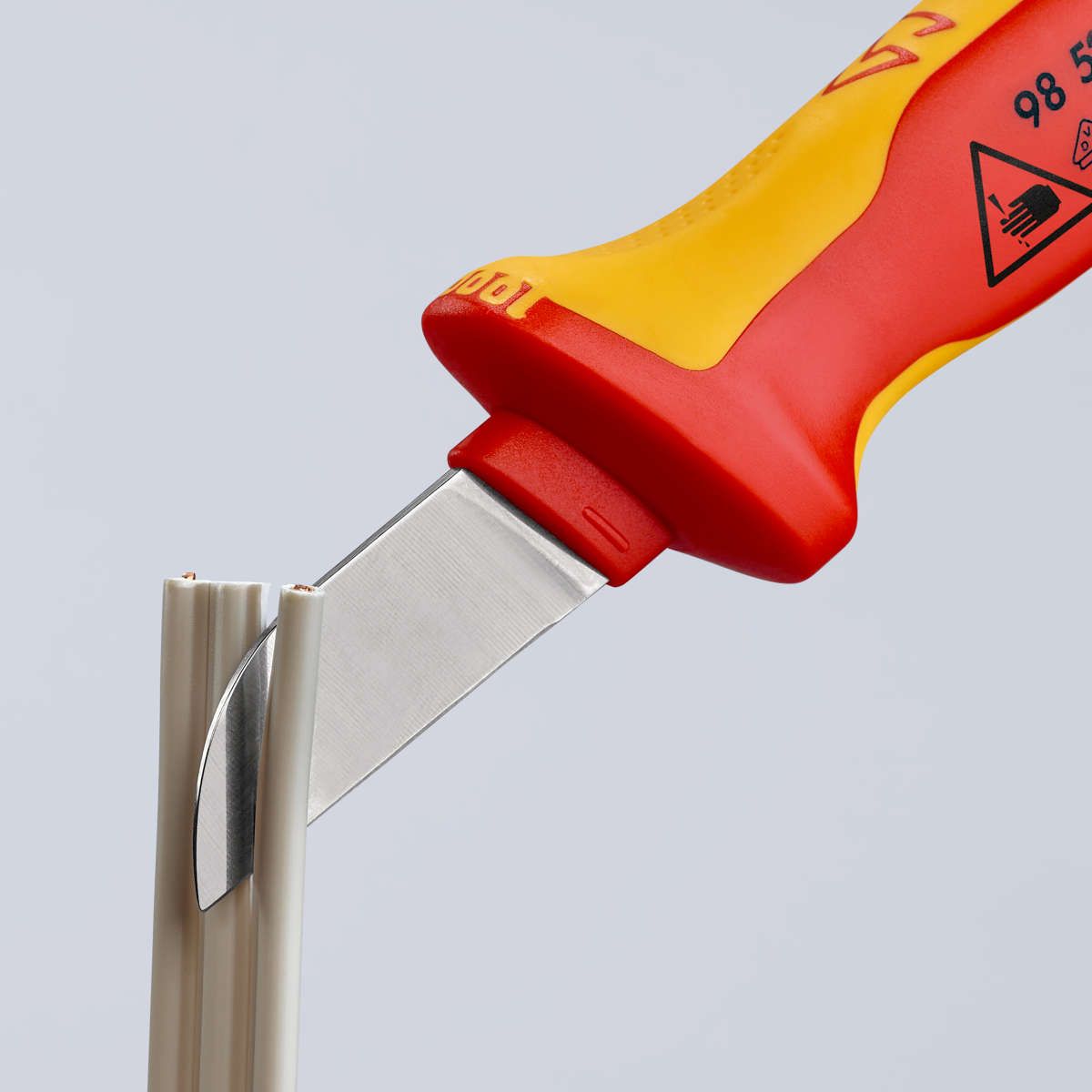 KNIPEX 98 52 Kabelmesser isolierender Mehrkomponenten-Griff, VDE-geprüft 190 mm