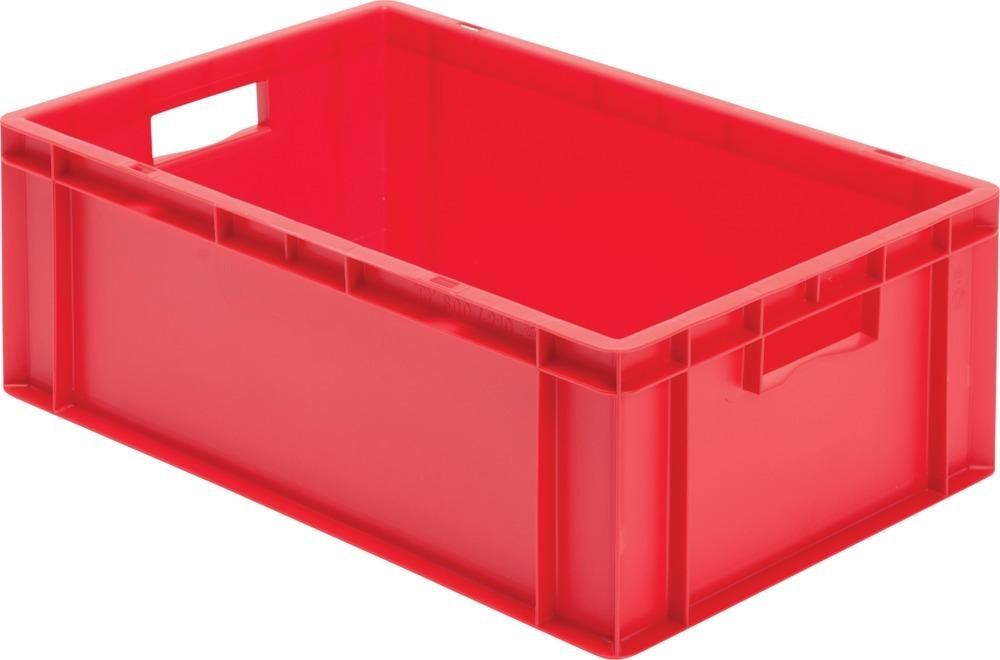 Transport-Stapelkasten B600xT400xH210 mm rot, geschlossen mit Griffloch LA-KA-PE
