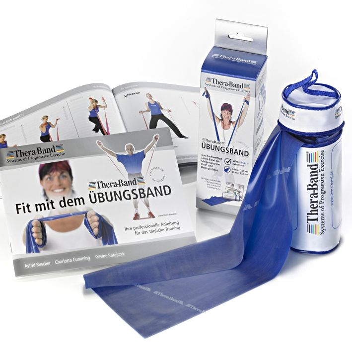 TheraBand 2,5 m, blau/extra stark,inkl.Türanker-Tasche mit ÜbungsanleitungUK = 15 Stck.