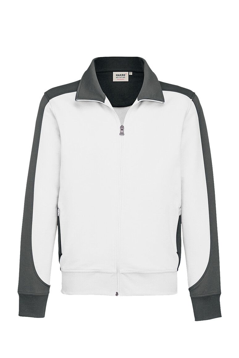 HAKRO Sweatjacke Contrast MIKRALINAR® weiß/anthrazit, XS