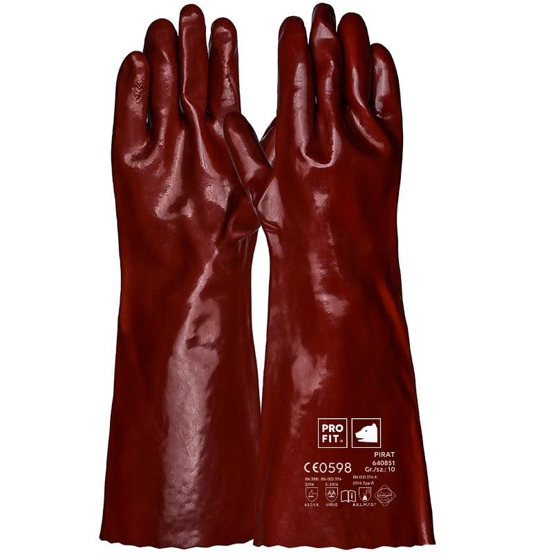 PVC Chemikalienschutzhandschuhe"Pirat", rotbraun, 45 cm