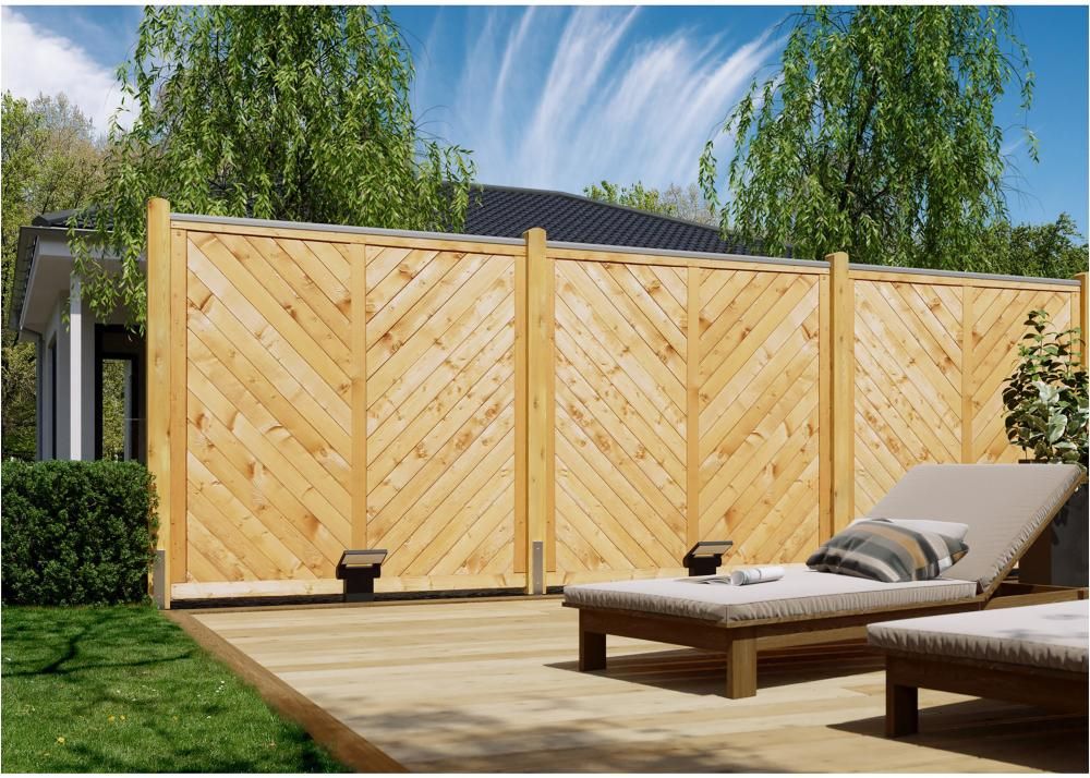 SUNLINE Profilbrettzaun 180x180cm pinienfarbig Rahmen 40/78mm getaucht Profilbretter 16/118 mm