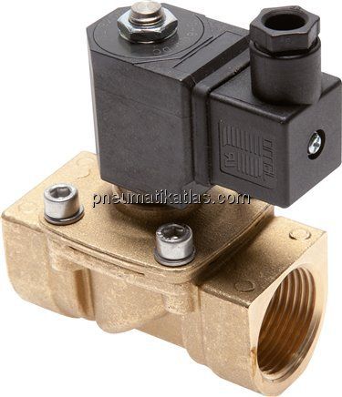 2/2-Wege Messing-Magnetventil G 3/8", -0,95 - 12 bar, stromlos geschlossen (NC)